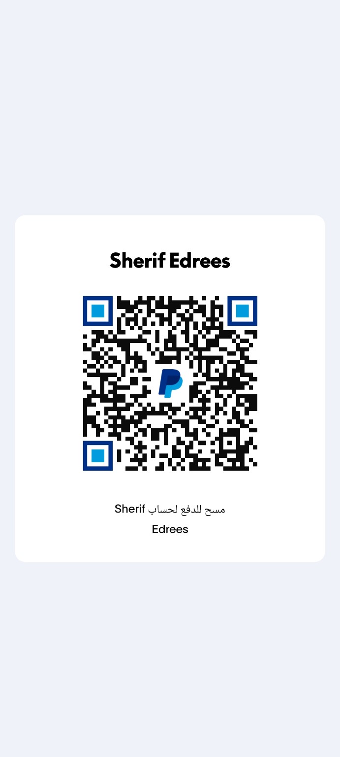 PayPal QR code for the authorized recipient Sherif Edrees